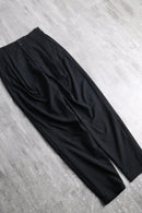 black two-tuck wide tapered trousers