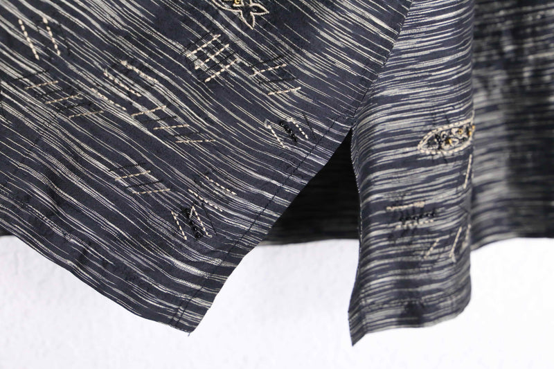"CHICO'S DESIGN" bluerred&fish design silk shirt jacket