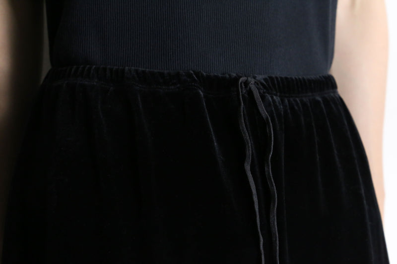 black velour style drawstring pants