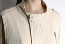 ivory military detail long vest