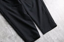 black two-tuck wide tapered trousers
