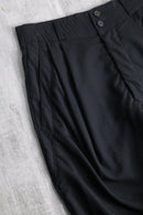 black two-tuck wide tapered trousers
