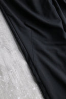 black two-tuck wide tapered trousers