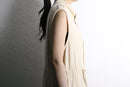 ivory military detail long vest