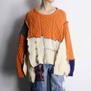 ''Re:make''patchwork design pullover knit