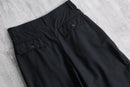 black two-tuck wide tapered trousers