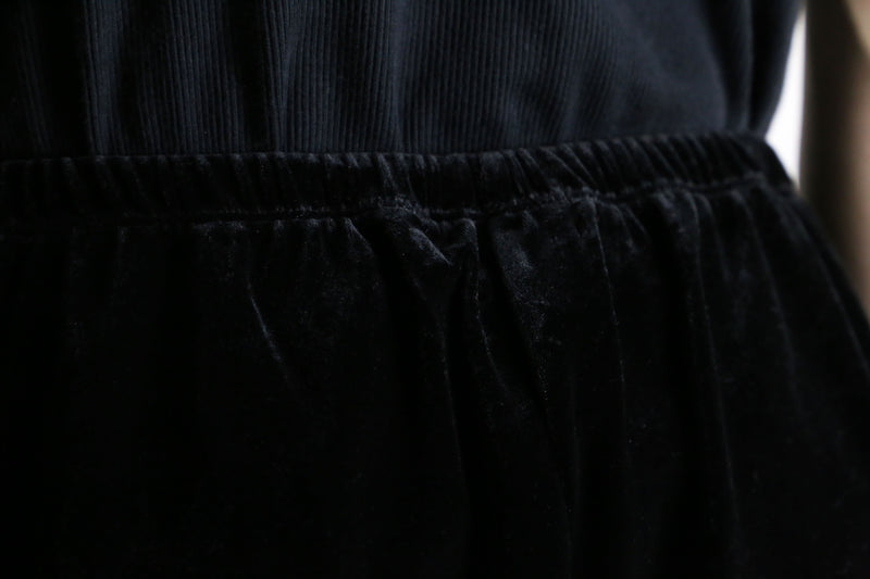 black velour style drawstring pants