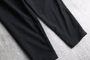 black two-tuck wide tapered trousers