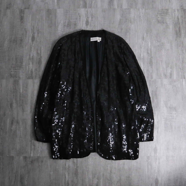1980s Neiman Marcus button less sequins jacket