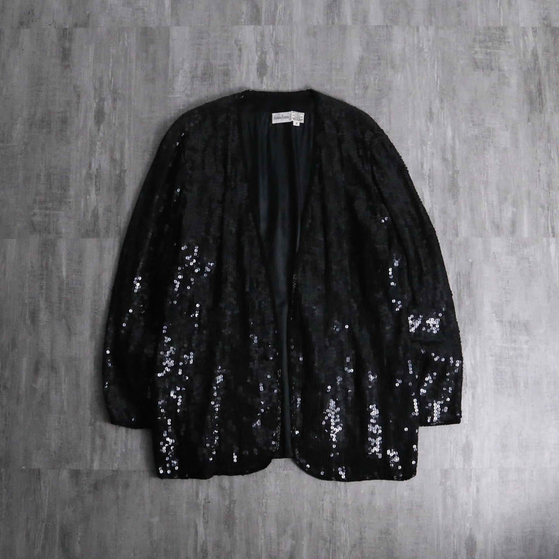 1980s Neiman Marcus button less sequins jacket
