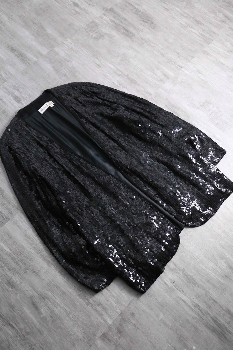 1980s Neiman Marcus button less sequins jacket