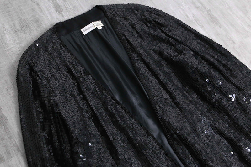 1980s Neiman Marcus button less sequins jacket