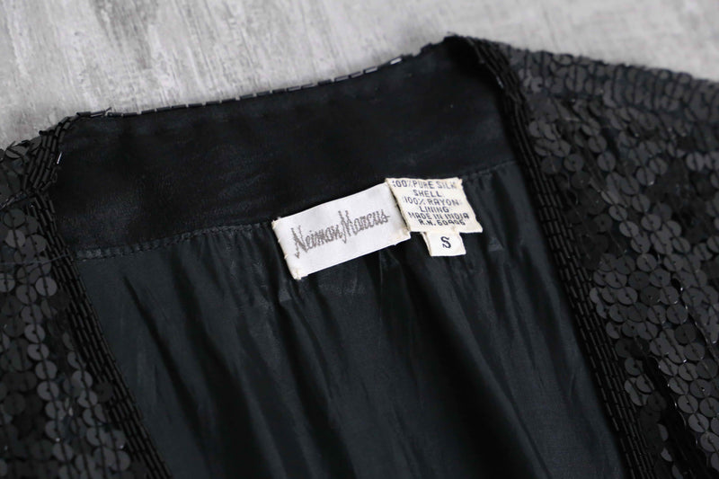 1980s Neiman Marcus button less sequins jacket