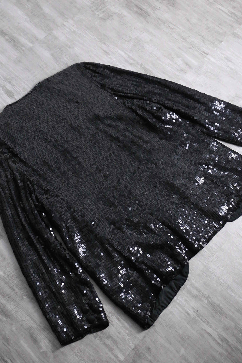 1980s Neiman Marcus button less sequins jacket