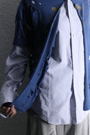 "Re:make" damaged tee docking stripe shirt