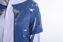 "Re:make" damaged tee docking stripe shirt