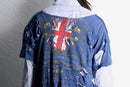 "Re:make" damaged tee docking stripe shirt