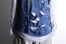 "Re:make" damaged tee docking stripe shirt