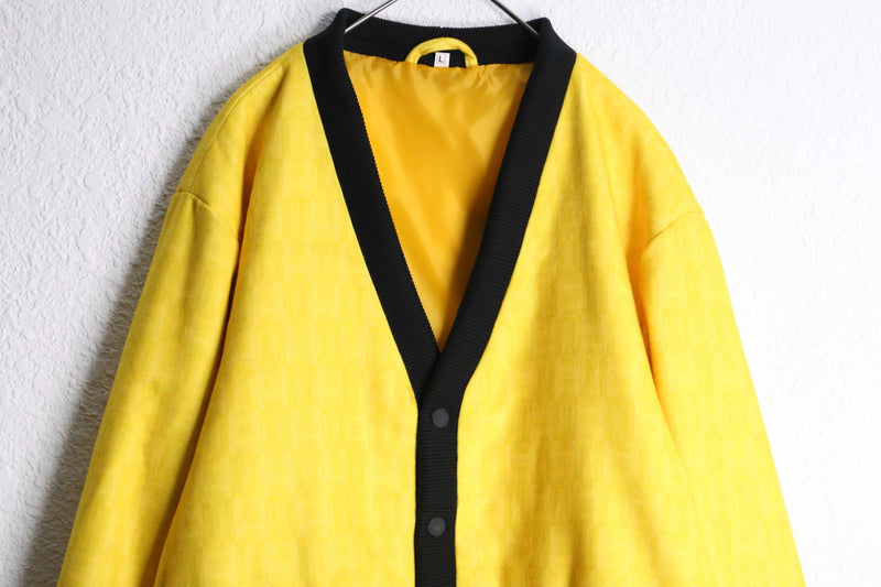 yellow & black felt like cardigan