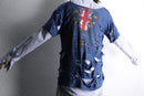 "Re:make" damaged tee docking stripe shirt