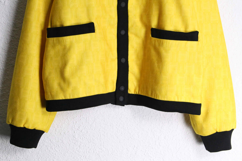 yellow & black felt like cardigan