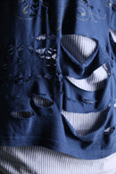 "Re:make" damaged tee docking stripe shirt
