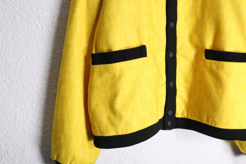 yellow & black felt like cardigan