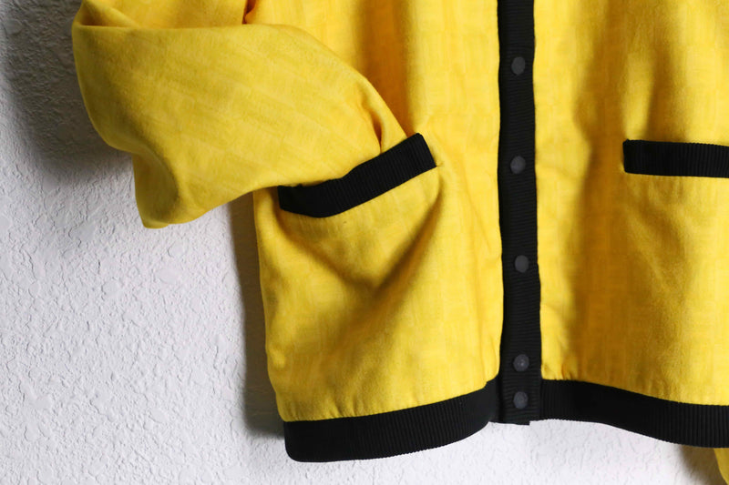 yellow & black felt like cardigan