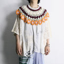 ''Re:make'' flower motif lace Tee