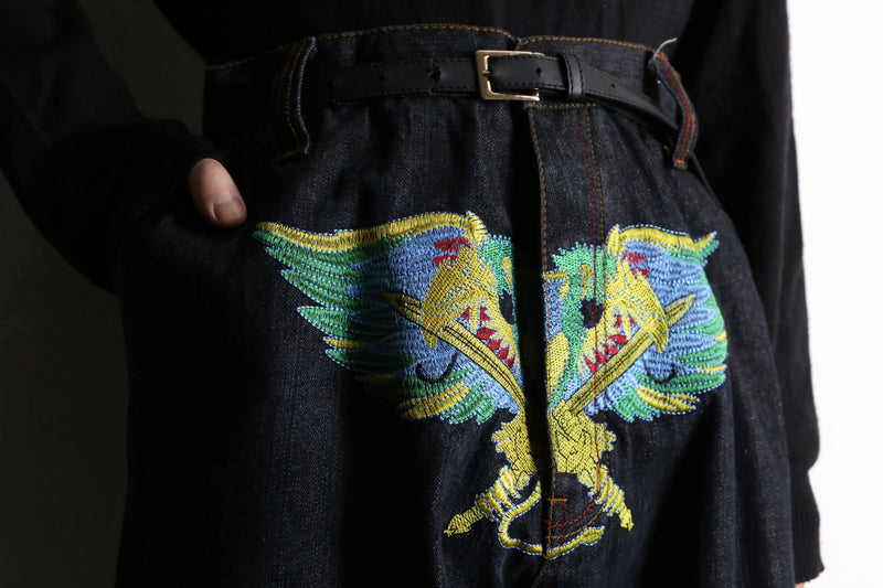 "COOGI" front sword embroidery loose baggy denim