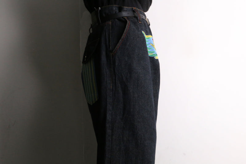 "COOGI" front sword embroidery loose baggy denim