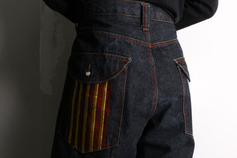 "COOGI" front sword embroidery loose baggy denim