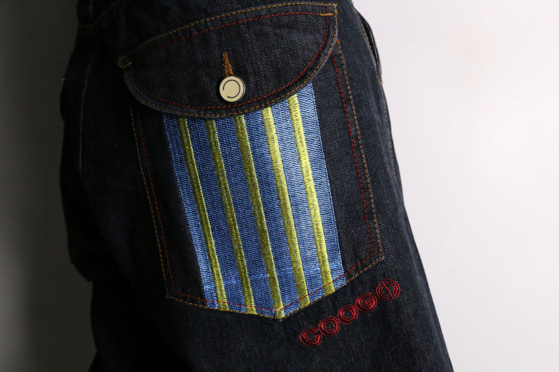 "COOGI" front sword embroidery loose baggy denim