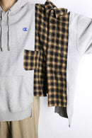 "Re:make" check pattern shirt docking hoodie