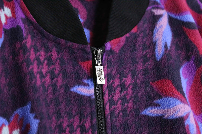"BOB MACKIE" houndstooth botanical pattern fleece blouson