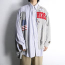 "Re:make" damaged sweat docking stripe shirt