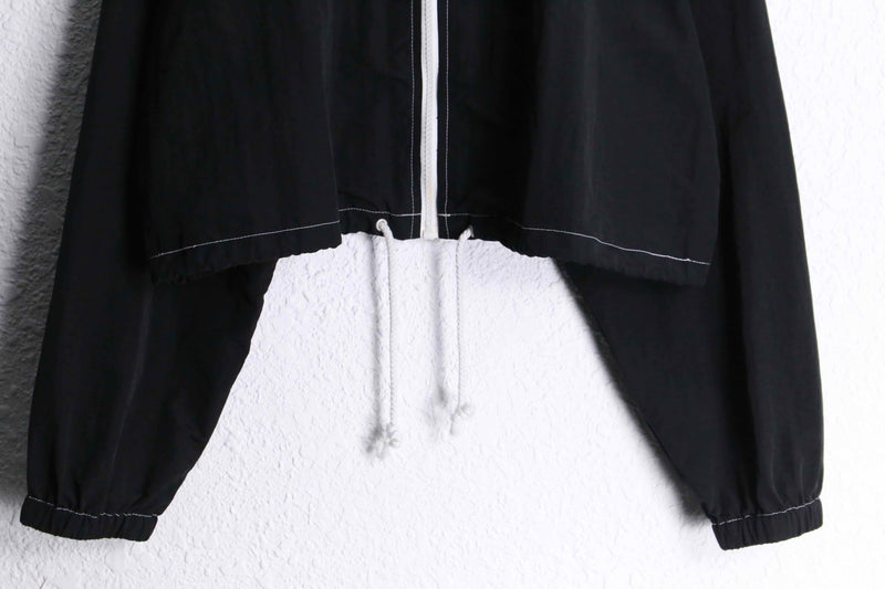 black short length nylon zip up jacket