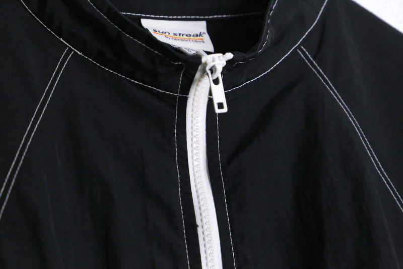 black short length nylon zip up jacket