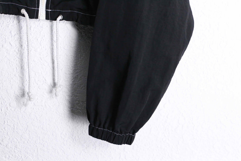 black short length nylon zip up jacket