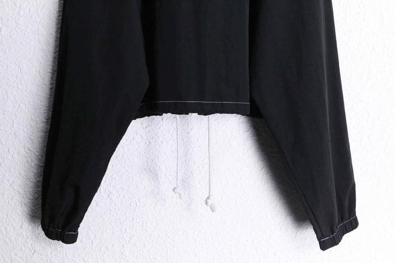 black short length nylon zip up jacket