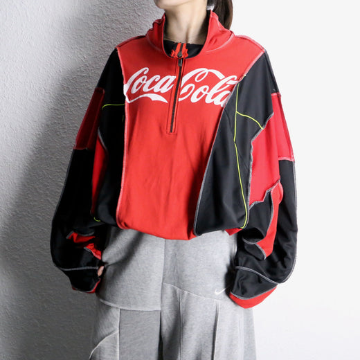 "Re:make" sweat docking loose size half zip pull over