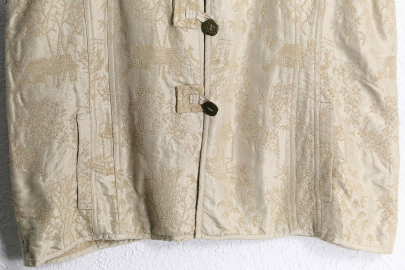 "CHICO'S" cream yellow embroidery button up best