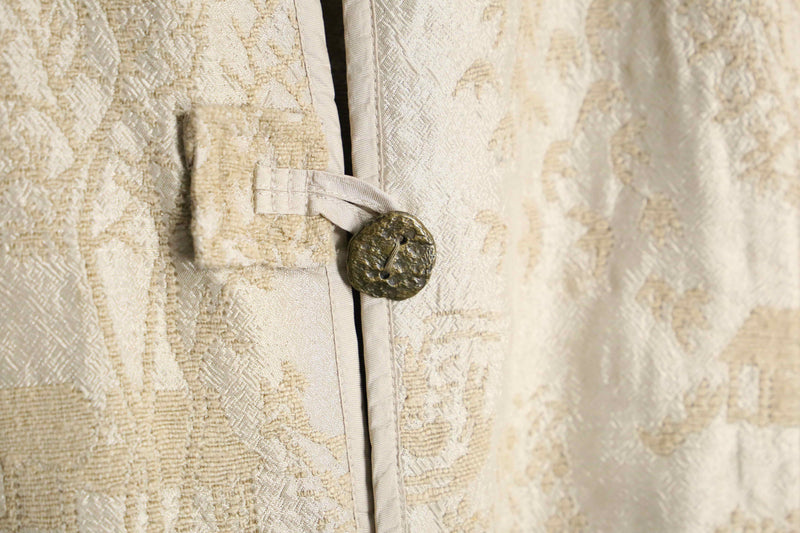 "CHICO'S" cream yellow embroidery button up best