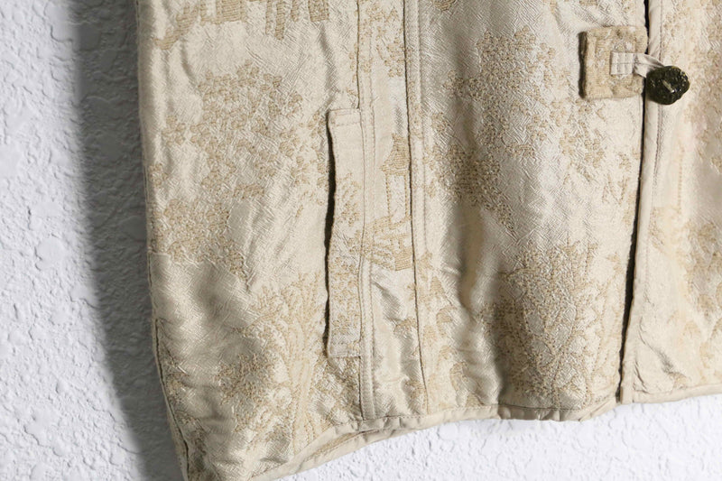"CHICO'S" cream yellow embroidery button up best