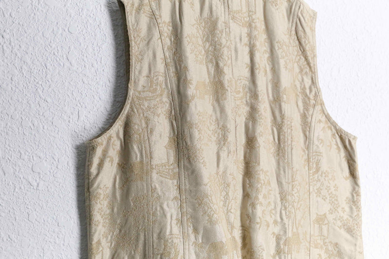 "CHICO'S" cream yellow embroidery button up best