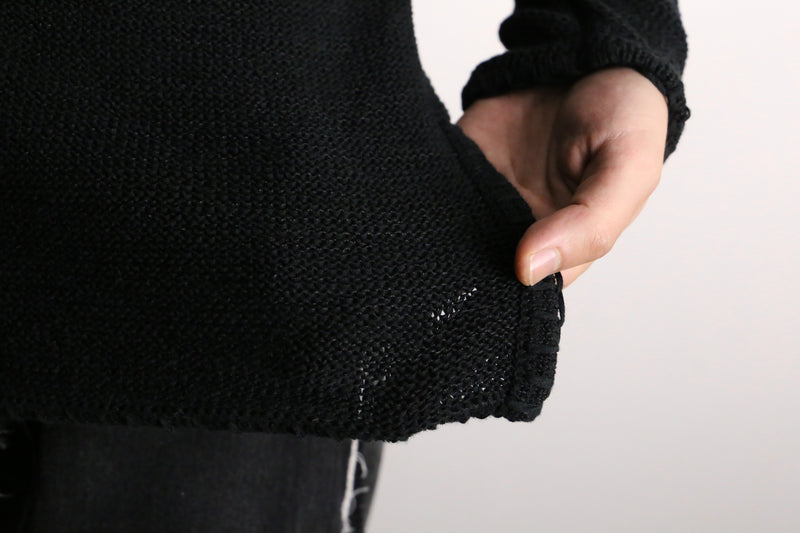 V neck low gauge mesh knit