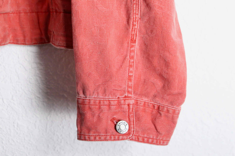 "CHICO'S" vermilion flower design zip up jacket