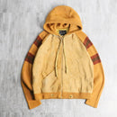 "JCPenney" suede × knit switching hoodie