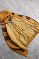 "JCPenney" suede × knit switching hoodie