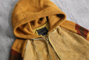 "JCPenney" suede × knit switching hoodie